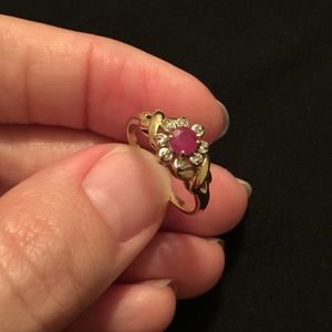 14K Gold Ring with Ruby color Gemstone